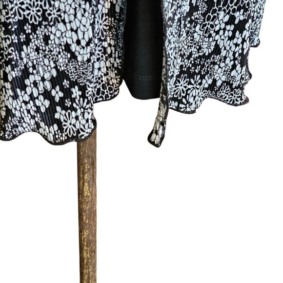 Vintage Y2K Womens Small Black Retro Floral Pleated Dress Knee Length Layered - Picture 4 of 14